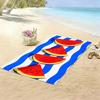 Summer Watermelon Beach Towel, Vibrant Watermelon Slices On Striped Pattern Bath Towel, Fresh Vacation Beach Blanket 1pcs