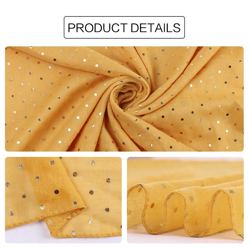 Women Plain Lurex Glitter Loop Dot Viscose Scarf Ladies Shimmer Shawls and Wraps Pashmina Stole Muslim Hijab Sjaal 180*70Cm