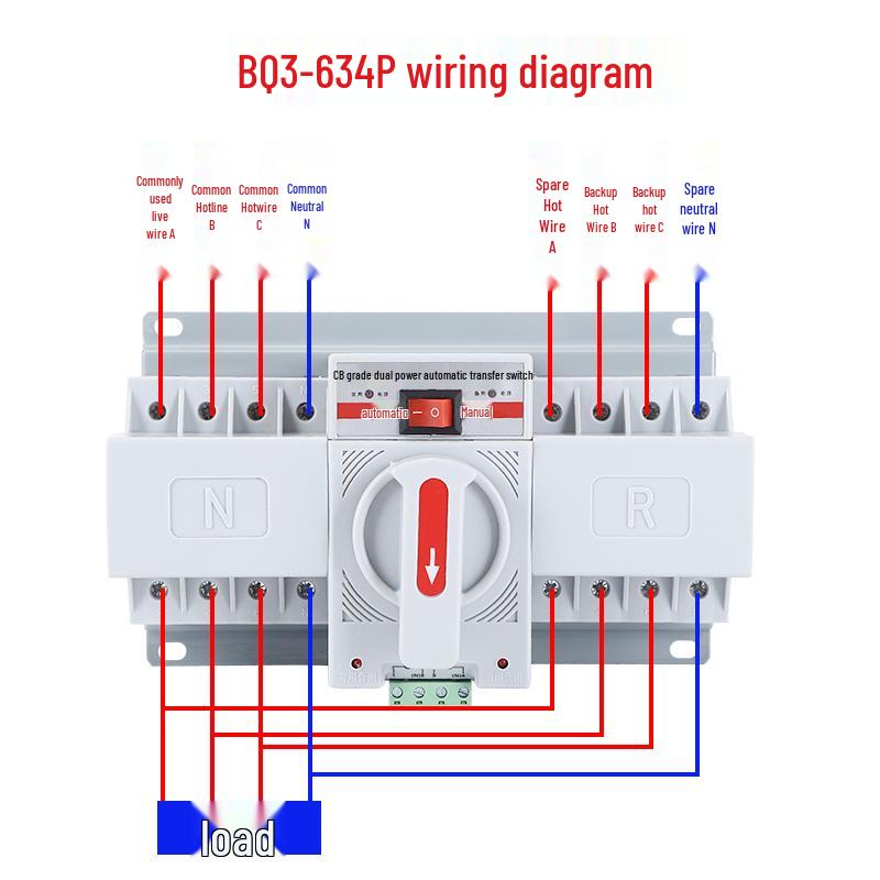 Dual Power Automatic Transfer Switch, Mini Type, 2P 63A, 3P 100A, 4P 63A