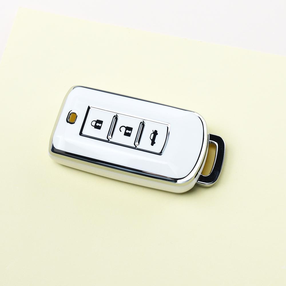 Silverkant Nyckellös Skydd TPU Bilnyckel fodral för Mitsubishi Outlander ASX LANCER Pajero Sport Eclipse Cross Skal Fob Hållare