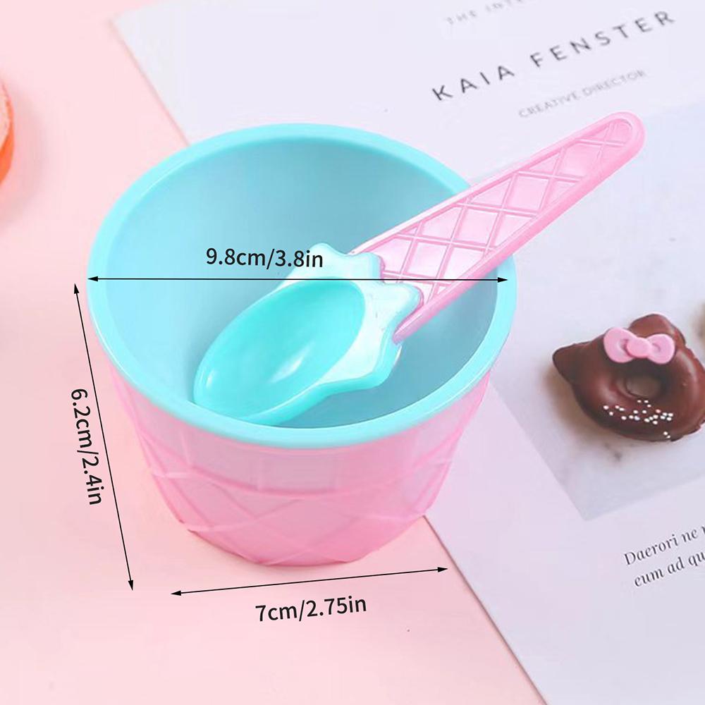 Cartoon Double Ice Cream Scoop Bowl Set, Perfect For Desserts Kids Ice Cream Cup Summer Holiday Party Home Kitchen