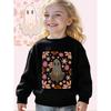Kids Crewneck Sweatshirt, Soft Tone Floral Cute Ghost Graphic Print, Cozy Casual Long Sleeve Pullover
