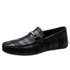 Men's Shoes Doudou Shoes Driving Shoes Spring and Summer Low-top Foot Plaid Leather First Layer Cowhide Surface Flat-soled Casual Shoes Leather Shoes