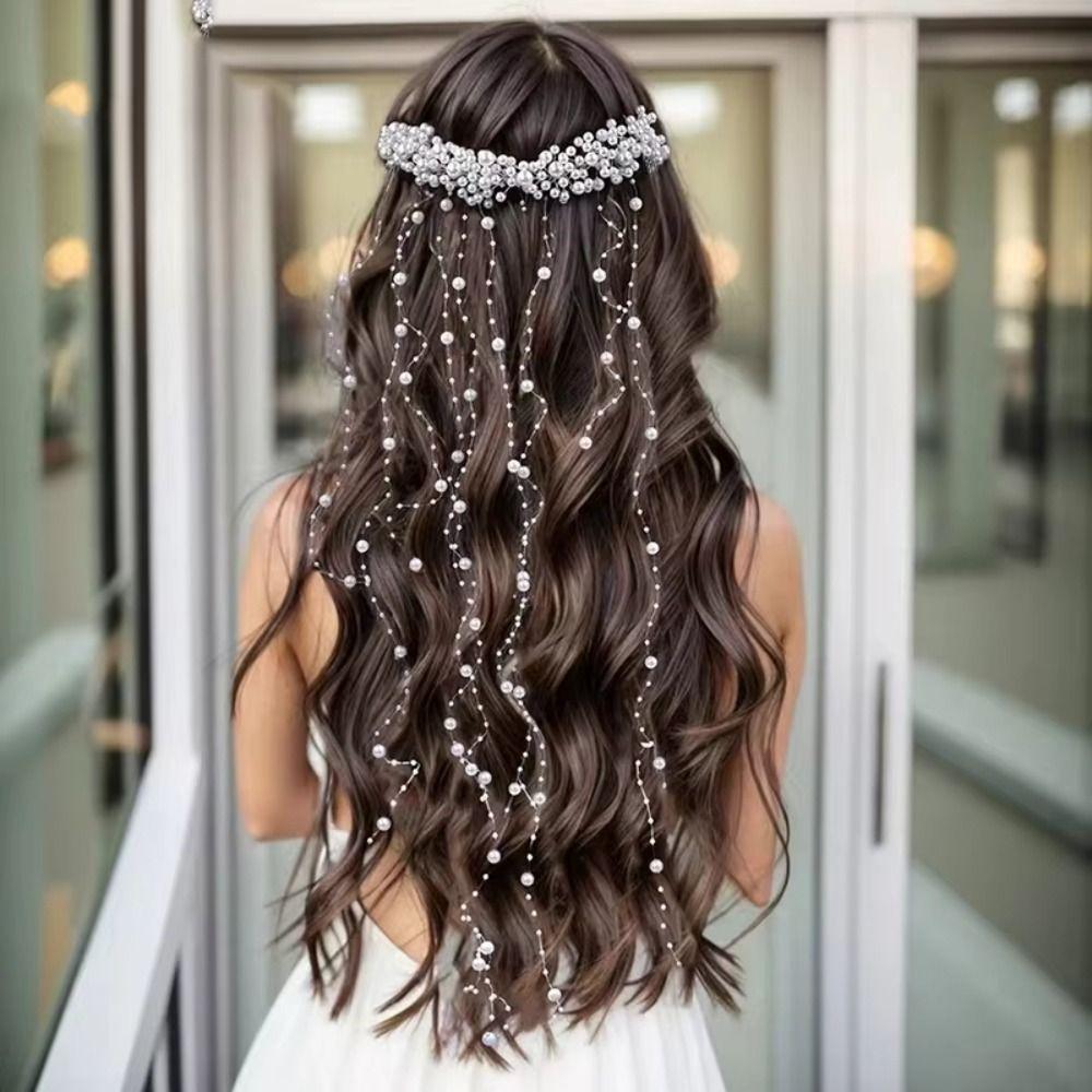 Exquisite Bridal Pearl Hair Vine Elegant Wedding Hair Piece Bride Headband  Photography Props