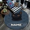 Custom Name,Cat Fish Label Portrait pattern round rug,Carpet Rug for Living Room Bedroom Playroom ,Non-slip Floor Mat,Holiday Gifts and Birthday Gifts