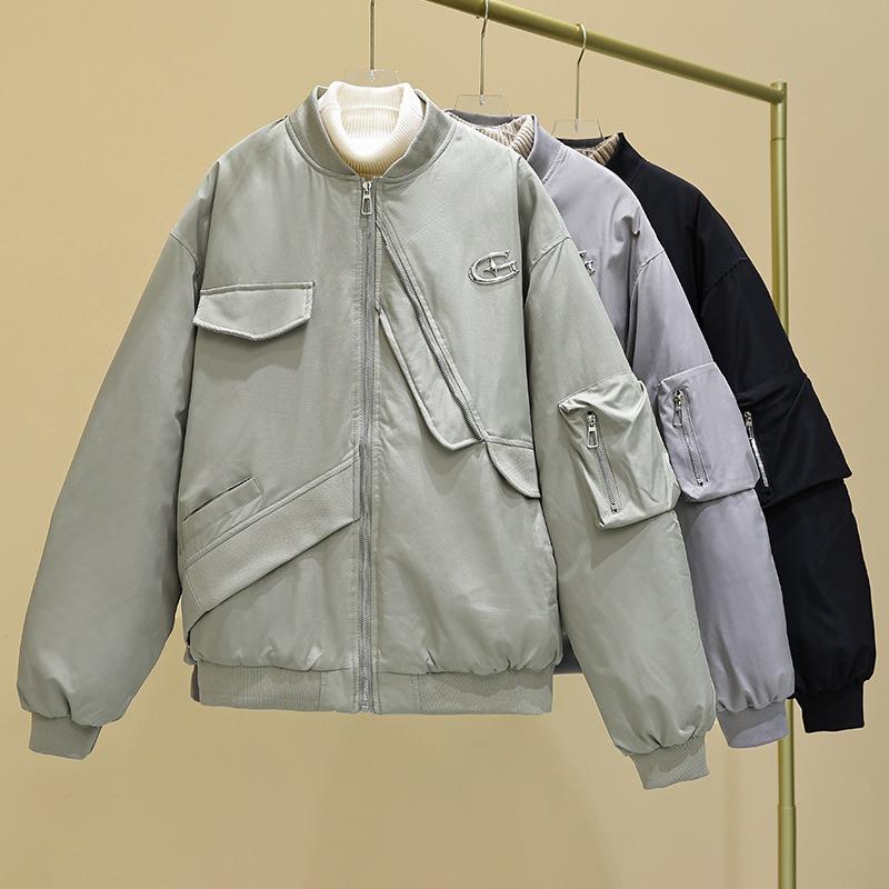 Real Shot Couple Street Cotton Clothes Design Sense Baseball Flight Clothes Women's Loose Tooling Jacket Jacket