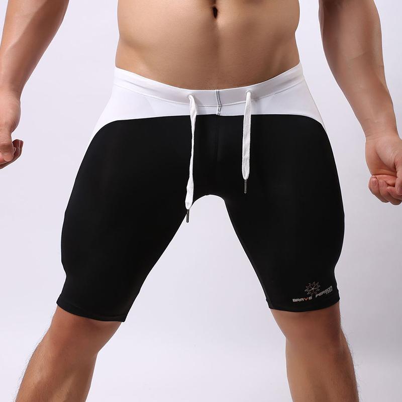 Herren Niedrig sitzende Slim Fit Fitnesshose Mode Kordelzug Color-Block Badehose Bequem eng anliegend Fünf-Punkt-Shorts