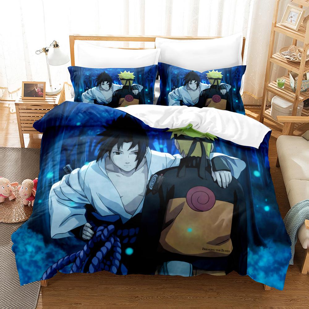 3D Printed Bedding Three-Piece Set, Anime, Naruto Sasuke