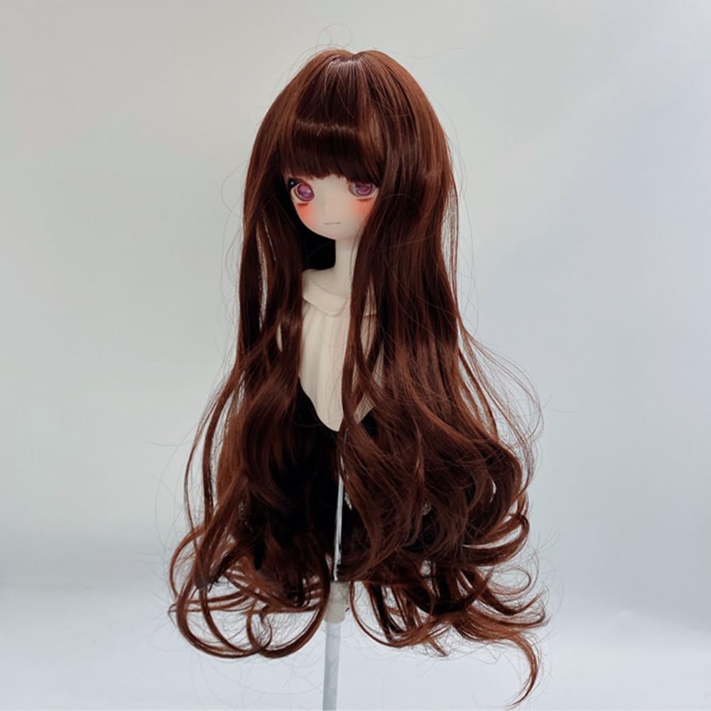 Doll Wig for Straight Heat Resistant Fits Head Circumferences of DIY Doll Hair Accessories 1/3/1/6 BJD/SD Dolls, Curly, Long, Hair, (180°C), 6-7