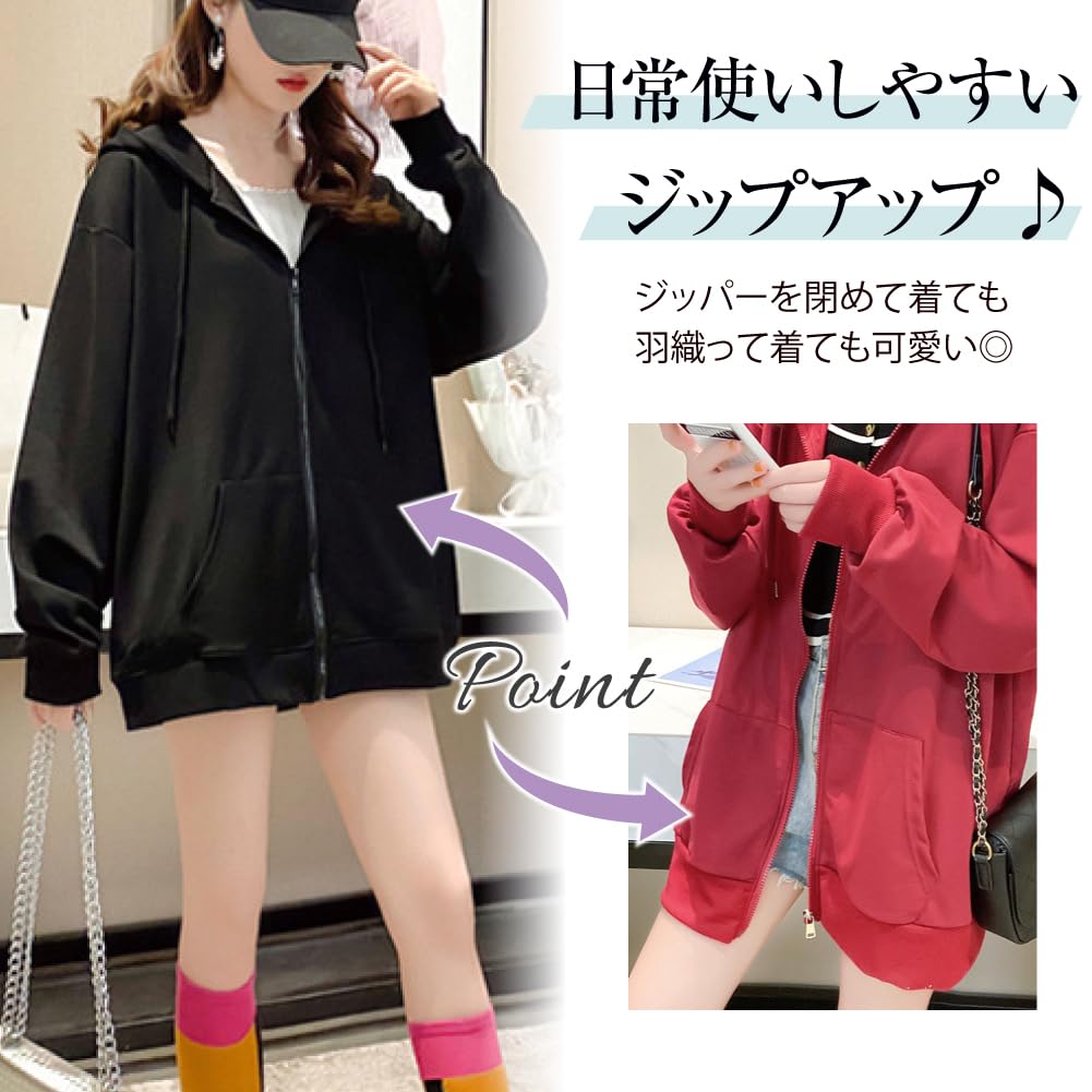 Loose Solid Fall [RREMN] Women's Zip-Up Hoodie, Fit, Lightweight, Color, Hooded, Spring, Summer, (Size L, Black)