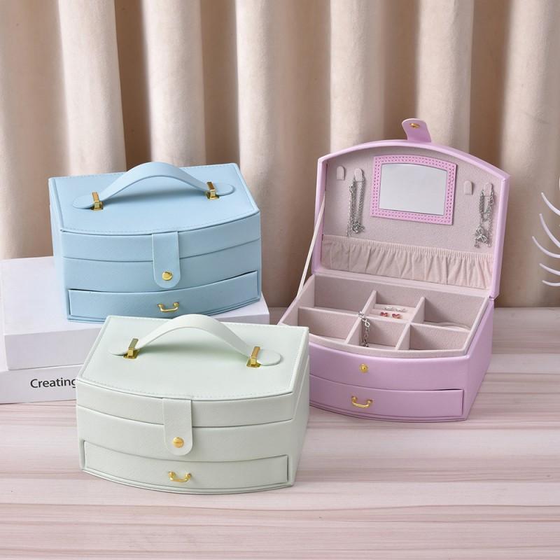 Large Capacity Minimalist Jewelry Organizer Box With Multi-Layer Storage Necklaces Earrings Rings