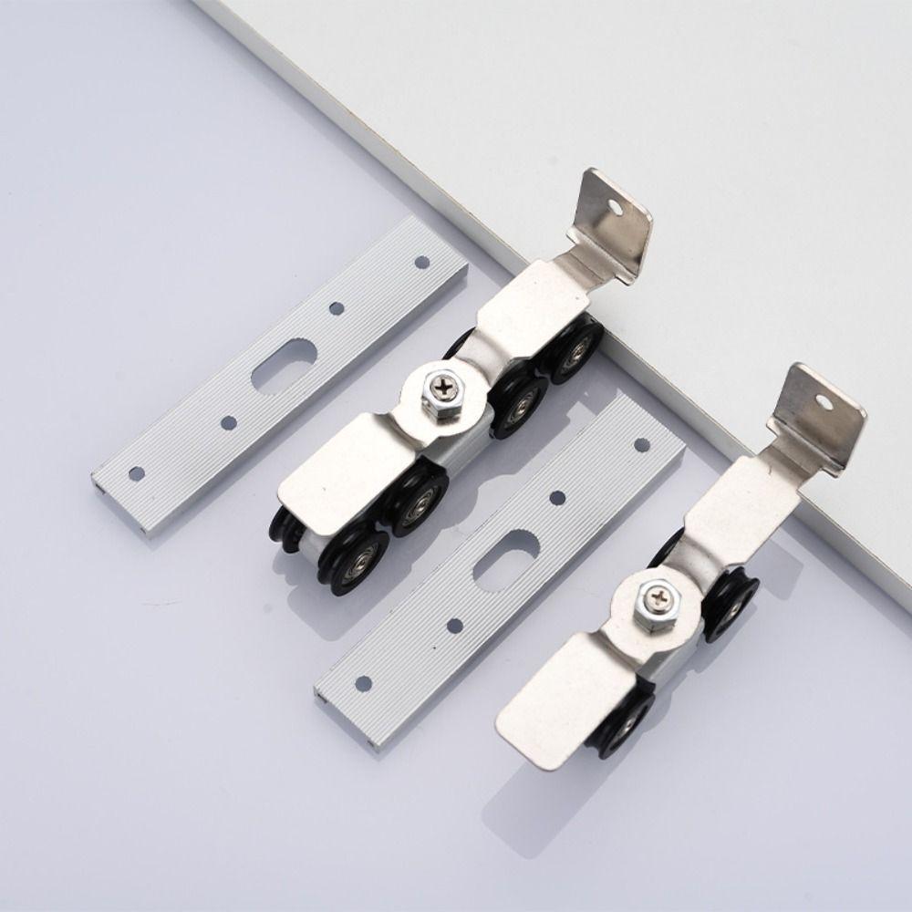 Wardrobe Sliding Door Wheel Metal Door Rollers Kit Universal Rail Track Full Set  Folding Door