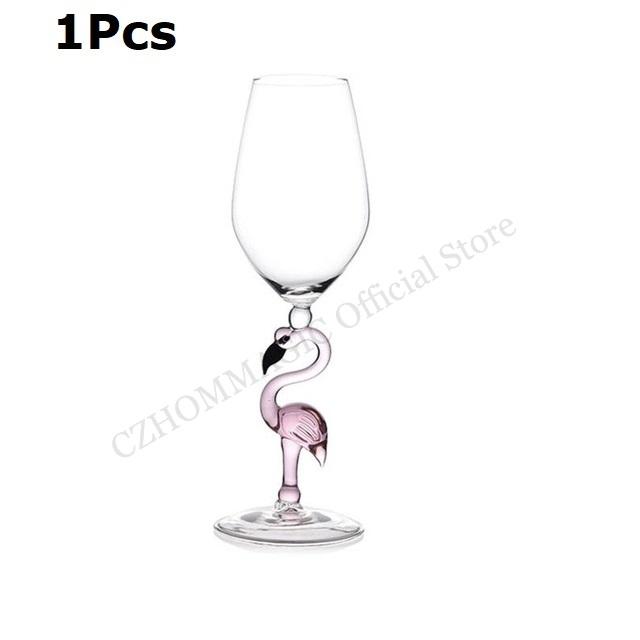 1Pcs Creative Pink Flamingo Cocktail Glass Martini Goblet Nverted Cone Shaped Wedding Birthday Party Crystal Champagne Wine Cup