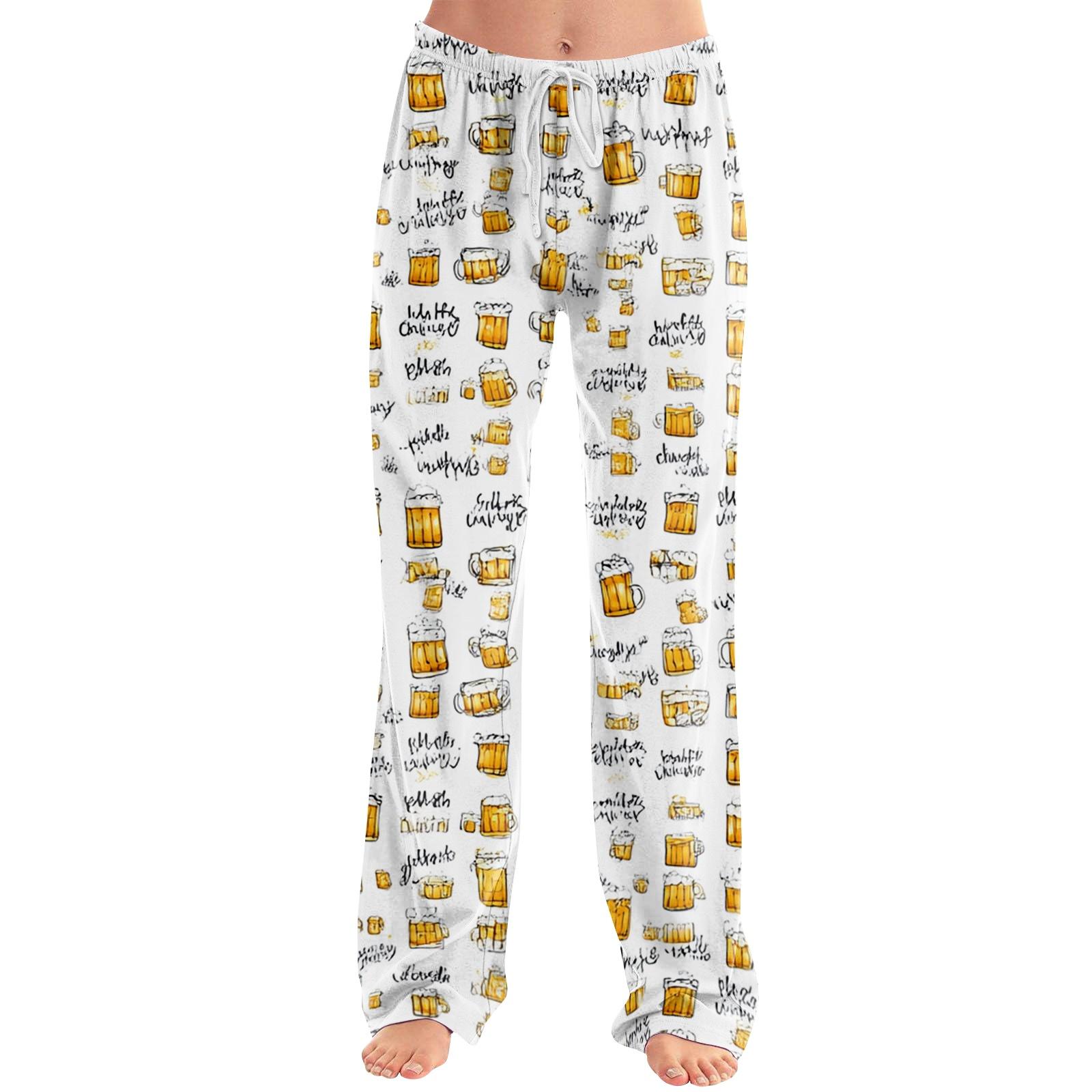 

Women s Drawstring Lounge Pants with Beer Festival Print Casual Relaxed Fit Elastic Waistband Full Length Soft Fabric XL
