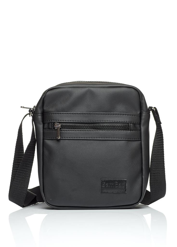 Messenger Bag with Eco-leather Sambag Makros Black