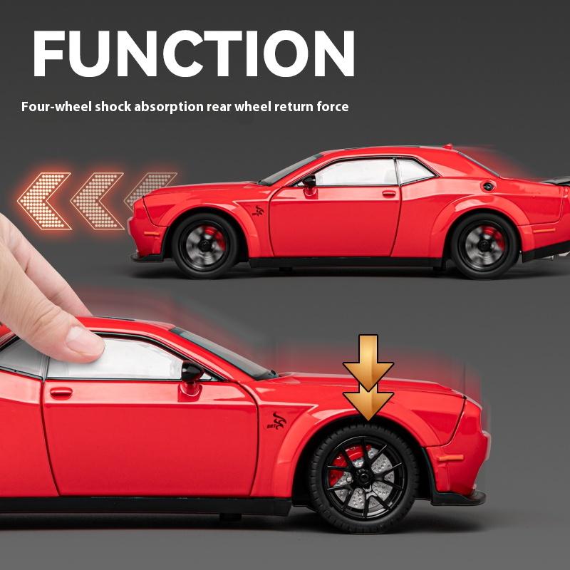 1/24 Scale Dodge Challenger Hellcat Redeye Alloy Car Model Sound and Light Children Toy Birthday Gift Miniature Voiture
