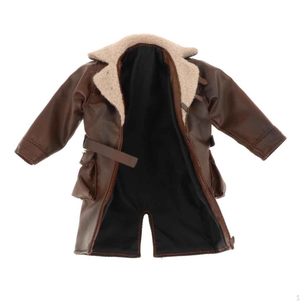 1/12 Male PU Leather Coat, Miniature Soldier Costume Dolls, Dress up Accessory, Retro Fashion Lapel
