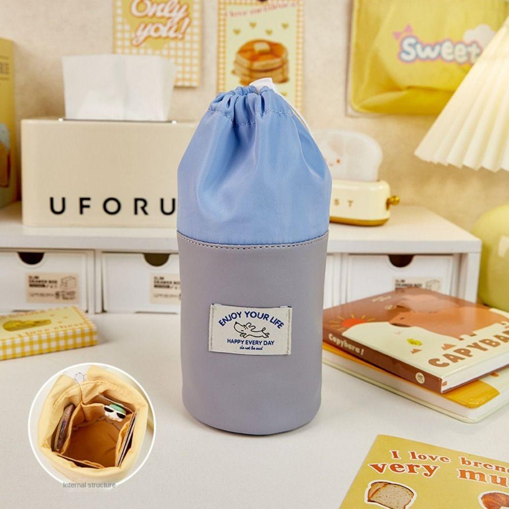 

Складной цилиндрический держатель для ручек, цилиндрическая сумка для ручек большой вместимости, ведро для туалетных принадлежностей, пенал, для путешествий синий