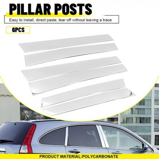 For CR-V 2007-2011 Honda 6PCS Posts Chrome Window Door Pillar Trim Panel Cover