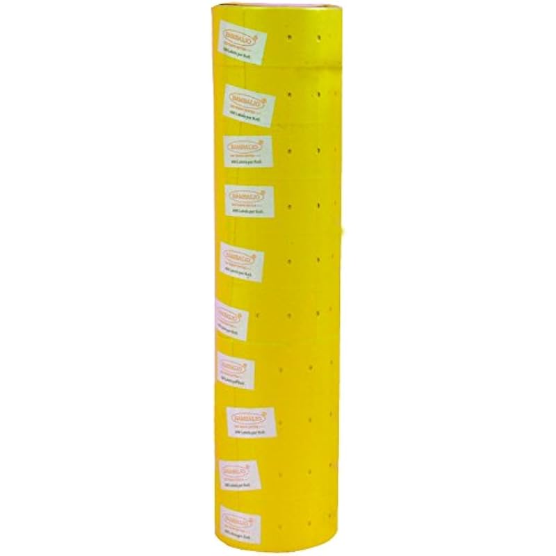 Bambalio Price Label Roll 10 Rolls X 600 Labels Compatible With All Single Line Labeling Machines (Yellow)