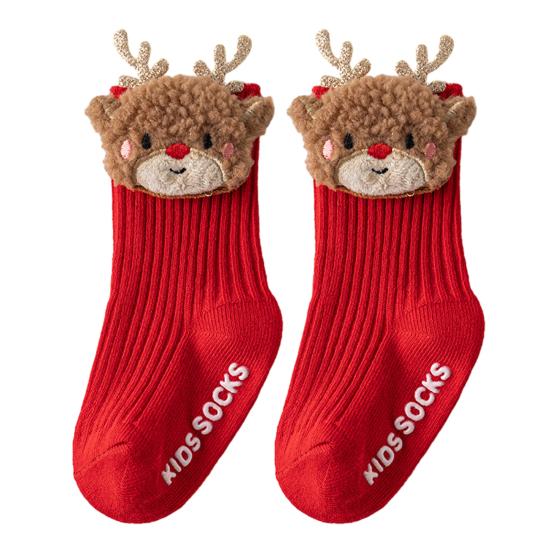 

1 пара 3D вязаных рождественских детских носков из мягкого хлопка, оригинальные носки с кукольным дизайном, нескользящие носки для малышей S Elk