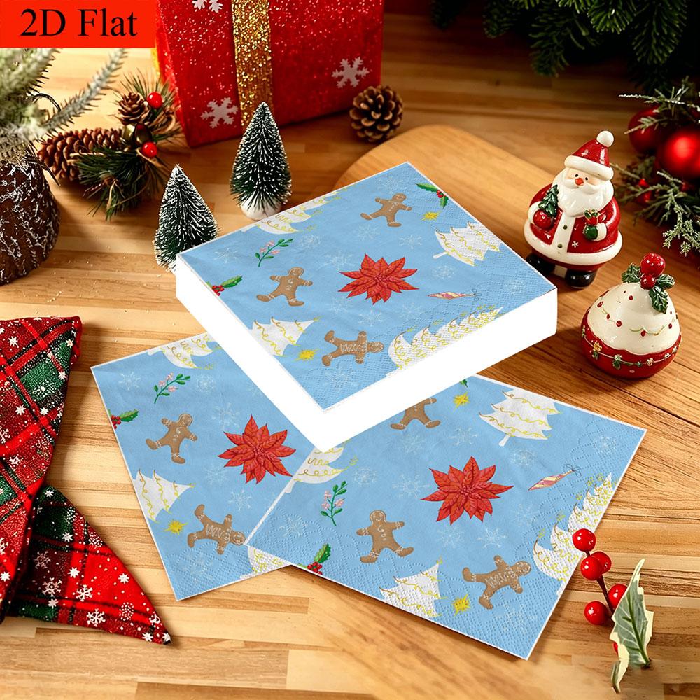 20pcs Disposable Napkins with Christmas Elements Pattern Print for Wedding,Parties,and Daily Use for Thanksgiving Fall Christmas Table Decoration