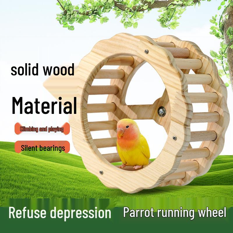 Parrot Budgie Treadmill Toy: Rotating Pirate Ship with Swing Ladder for Boredom Relief & Claw Grinding.