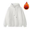 Autumn Winter Hooded Sweatshirt Thickened Long Sleeve Fleece Lined Pure Color Loose Fit Korean Style Casual Youth Fashion