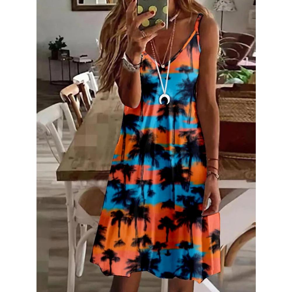 Elegante Vestito Canotta da Donna Stampato per Primavera ed Estate
