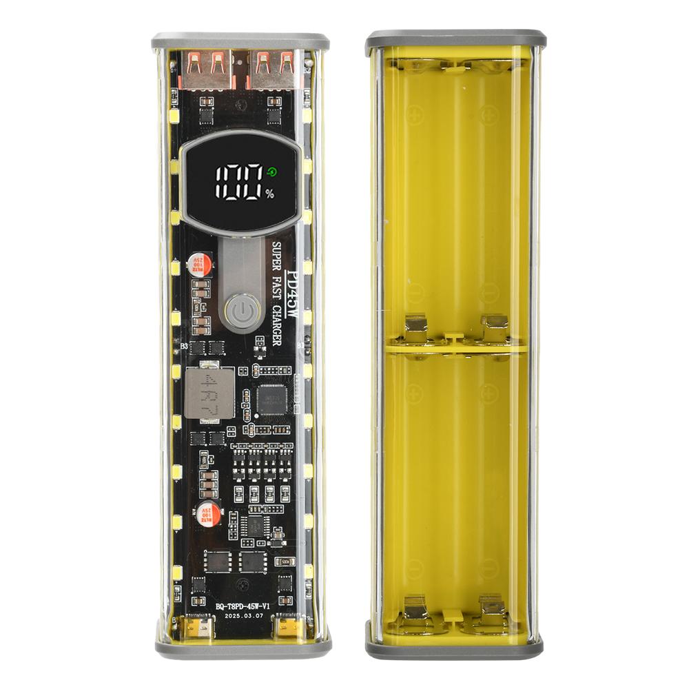 Pouzdro na 8*18650 baterie PD 45W Super rychlé nabíjení Průhledné dobíjecí pouzdro Svařovací box s venkovním světlem