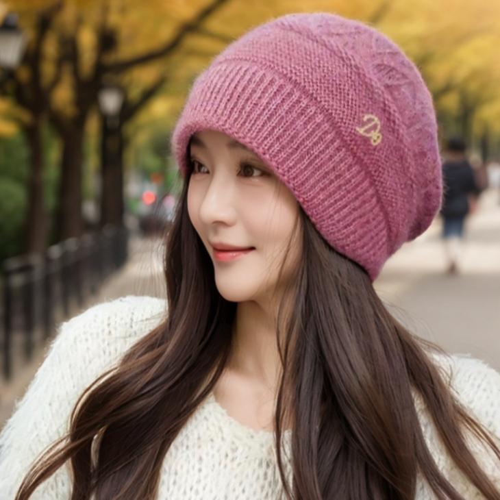 Czapki damskie czapki jesienne i zimowe modne czapki składane uniwersalne pogrubione ciepłe czapki dzianinowe dwuwarstwowe czapki wełniane odporne na zimno na zewnątrz
