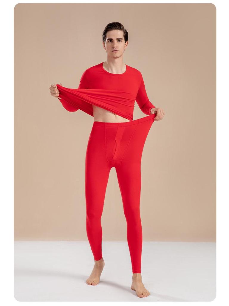 Men's Autumn Pure Cotton Thermal Set: Long Johns & Base Layer Shirt