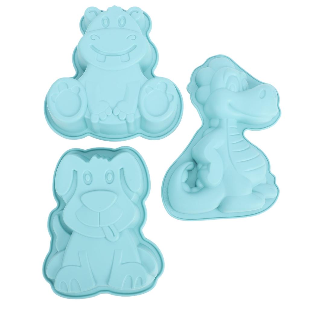 3 Stück Cartoon Silikon Backform Dinosaurier Nilpferd Hund Form Lebensmittelqualität Antihaft Niedliche Kuchenform