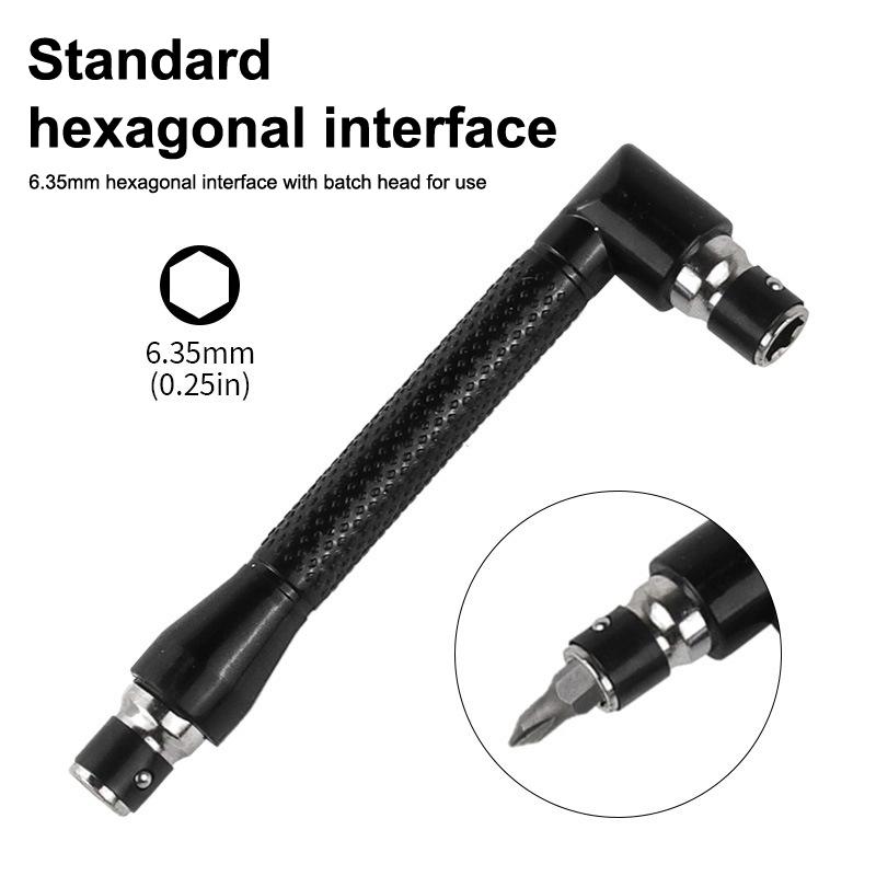New L Type 1/4 Hexagon Screwdriver Bit 90 Degree Double End Handle Black 6.35mm Wrench Tool For Matching Bits Set