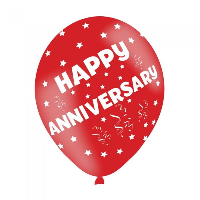 Amscan Balões de aniversário de látex (Pacote de 6) One Size branco/vermelho