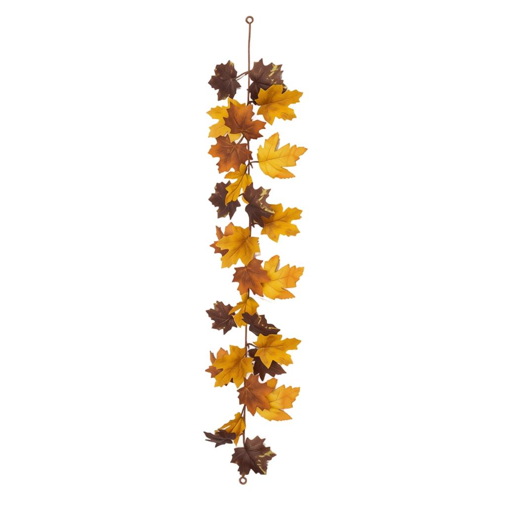 Artificial Maple Leaf Garland Faux Pumpkin Vine Decorative Hanging for Autumn Indoor Outdoor Party Home Wedding