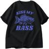 Retro Fishing TShirt Kiss My Bass Tee Funny Women Dad Grandpa Fishing Tshirt OutdoorsUnisex Humor Top FisherUnisex Gift Clothes Tshirt