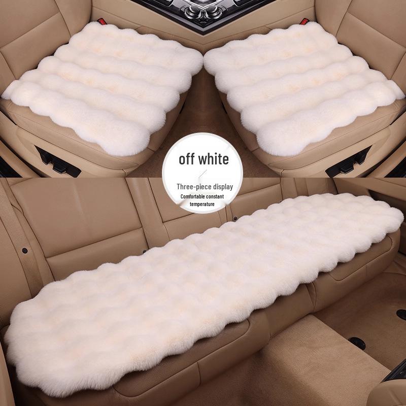 Winter Rabbit Fur Plush Car Seat Cushion Set - Backless, Thick, Short Plush, Three-Piece Square Cushion (Single Piece)