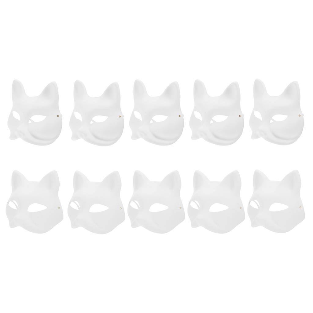 10 Pcs Clothing Fox Pulp Mask Man DIY Painting Paper Cat Masks To Halloween Cosplay Accessories