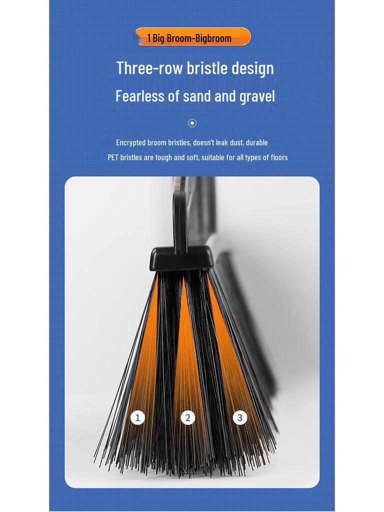 Extra Large Outdoor Hard Bristle Broom for Yard, Courtyard, and Garden Sweeping
