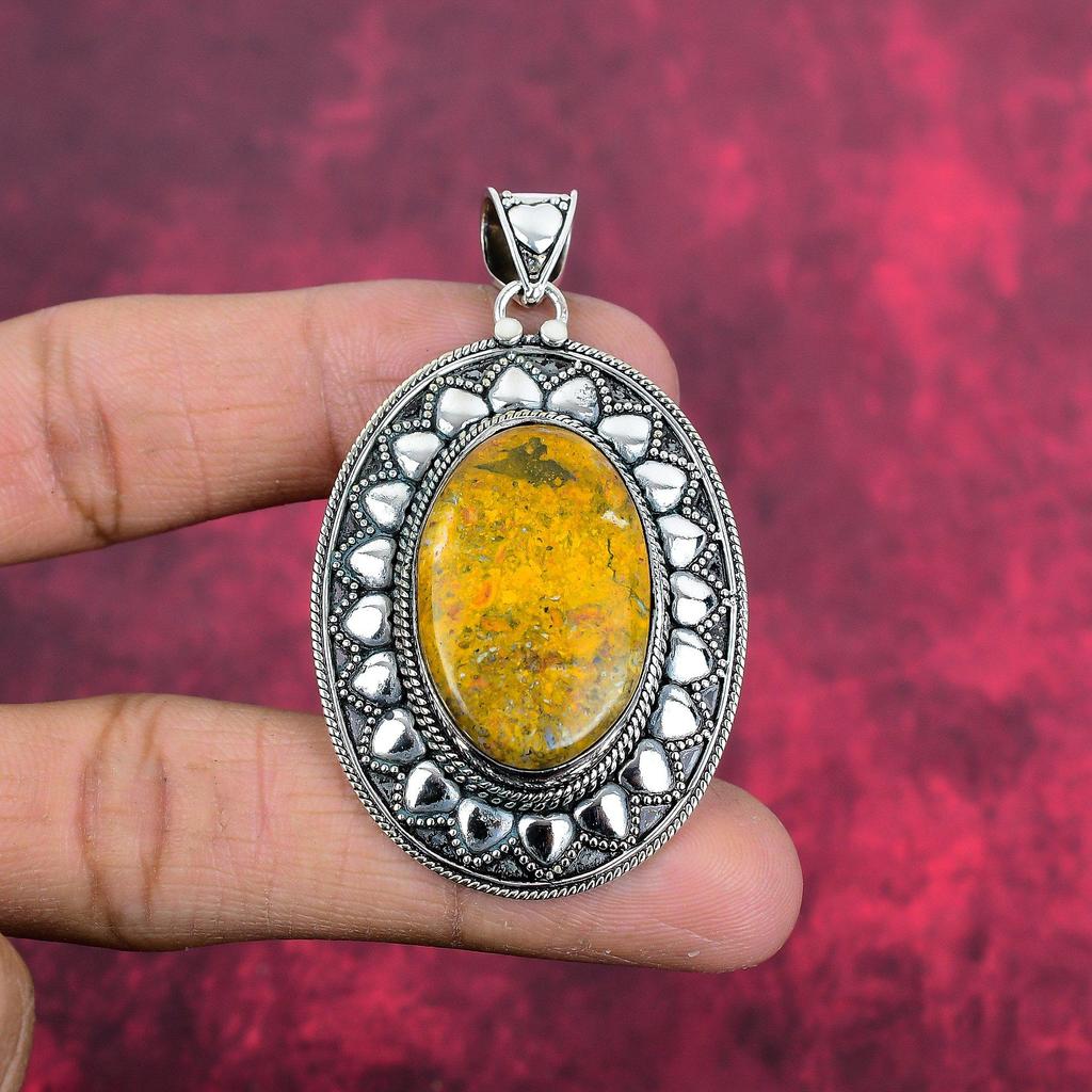 Bumblebee Jasper Pendant, 925 Solid Sterling Silver Gemstone Jewelry, Handmade Pendant, For Mother Day