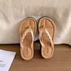 Internet celebrity explosion retro black thick bottom flip-flops women 2025 new summer wear with skirt high-end sandals