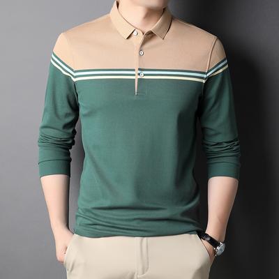 Long-sleeved T-shirt Men's Trendy New Lapel Casual Top Spring Fashion Personalized POLO Shirt for Young and Middle-aged Men