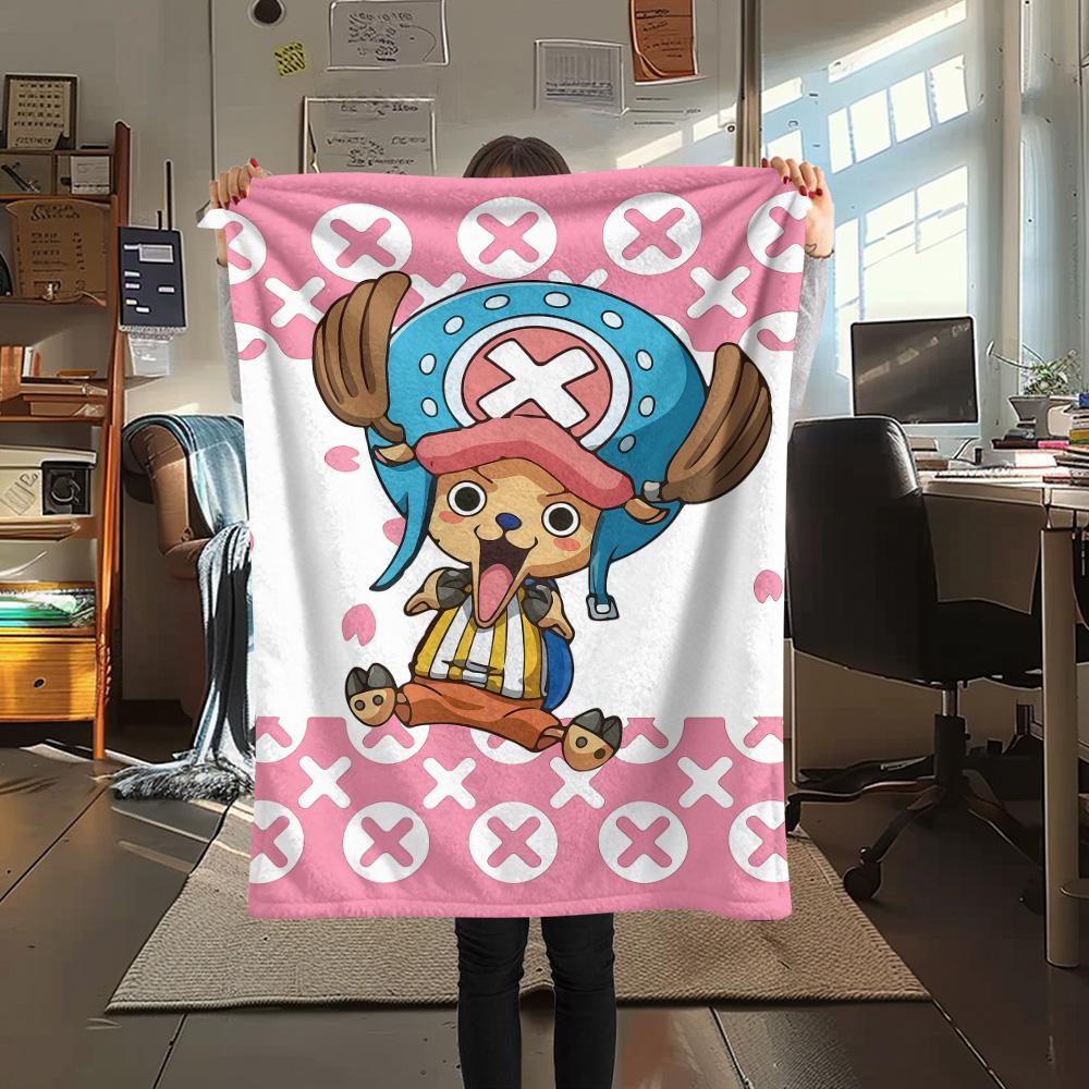 1 Stück One Piece Tony Tony Chopper Gemusterte Flanelldecke Geeignet für Alle Jahreszeiten Für Heimdekoration Wärme Und Komfort Geschenke Feiertagsgeschenk