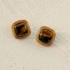 New Fashion Retro Natural Stone Stainless Steel Stud Earrings for Women Waterproof Gold Color Geometric Square Piercing Earrings