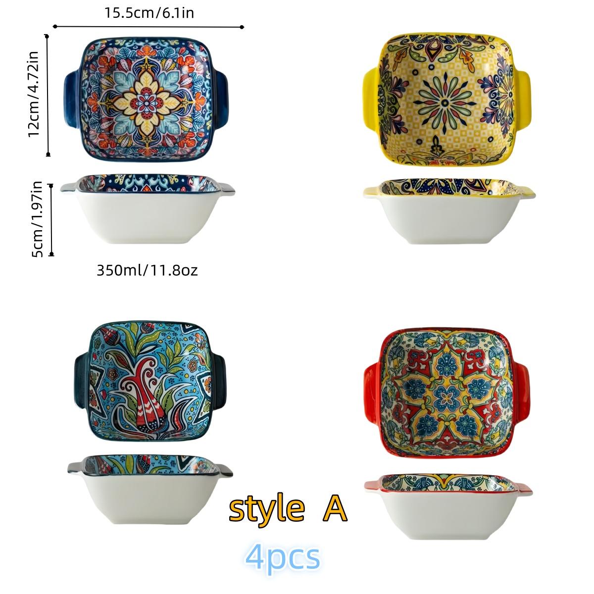 Bohemian vintage ceramic amphora bowl baking bowl high value household rice bowl fruit salad bowl creative dessert bowl premium 6.1 inch