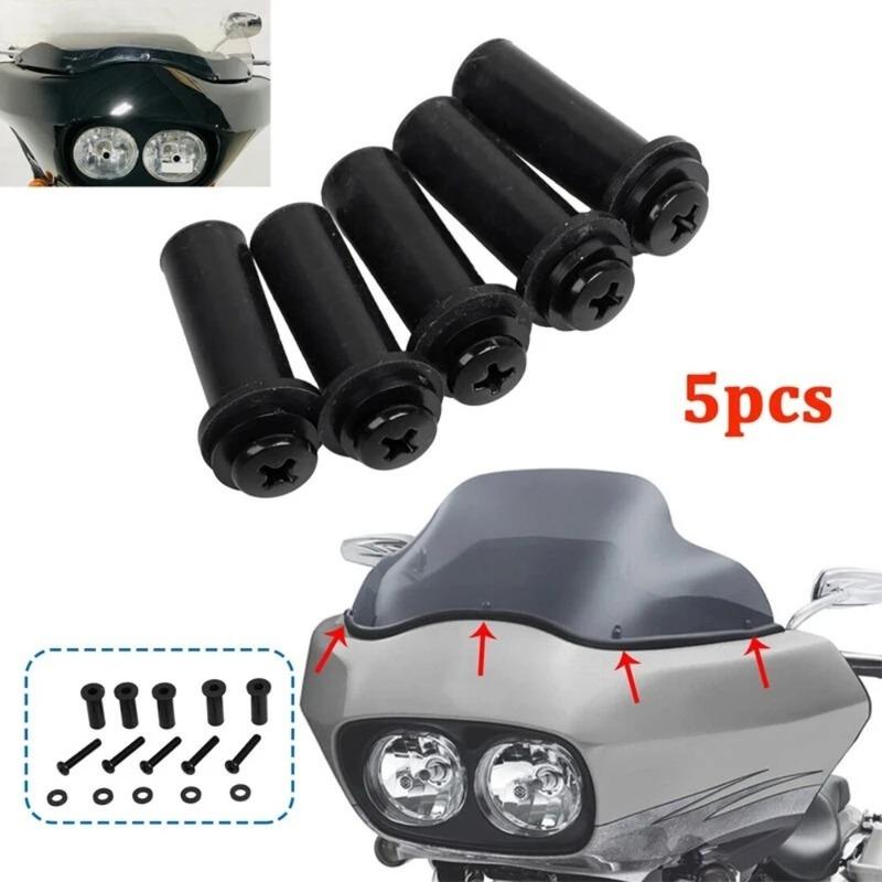 5 Set Windscreen Well Nut Bolt Screws Kit For Harley Touring Road Glide 98-22 Windshield Nut Bolt Washer Bolt Washer Kit