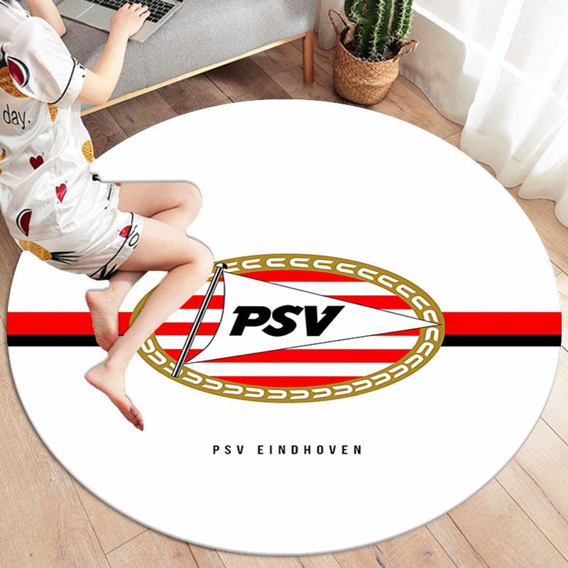 PSV Eindhoven Round Area Rug,Carpet Rug for Living Room Bedroom Sofa Playroom Decor,Non-slip Floor Mat
