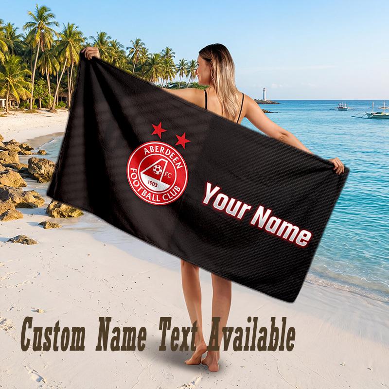 Aberdeen FC Design Beach Towel Custom Text Large Towel for Beach Vacation