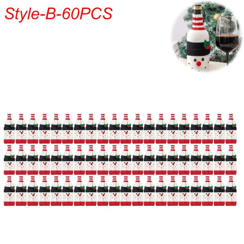 Vánoční sada obalů na láhve Santa Sněhulák Tkané sáčky na láhve na vánoční večírek Dekorace jídelního stolu Novoroční dárky